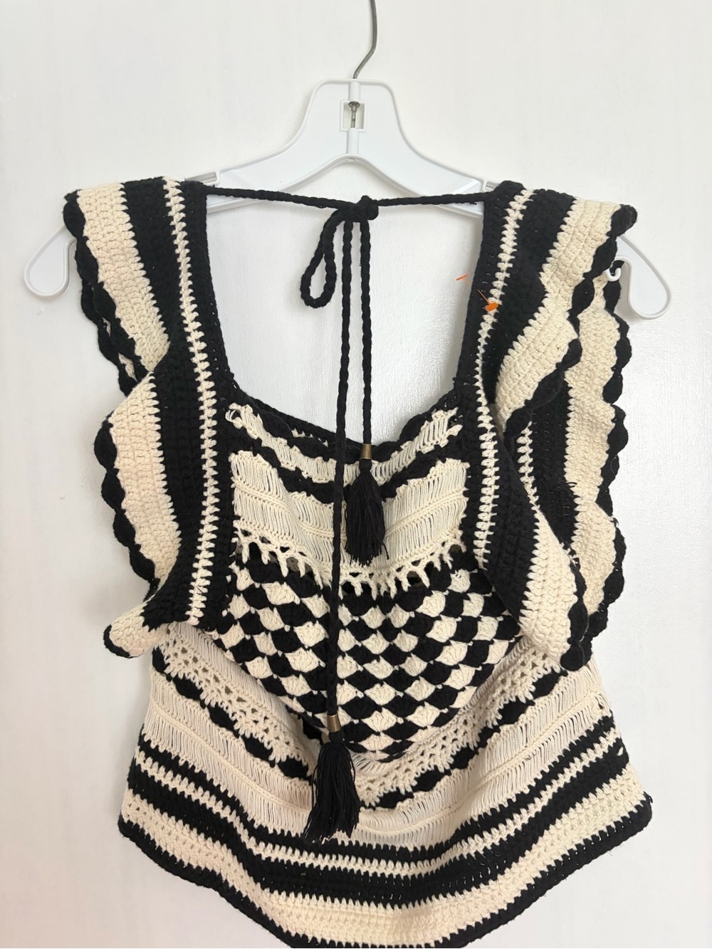 Forever 21 Black and Cream Crochet Tank Top Sise S - Picture 5 of 10